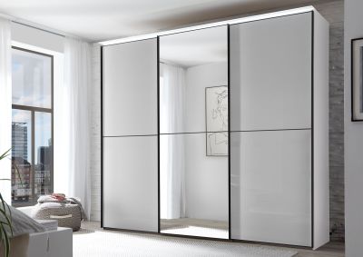 Schuifdeur kledingkast Satino - Linea - Mat glas - 3 deurs - 1 Deurlijst
