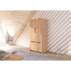 Massief houten draaideur kledingkast - 2 deurs met 4 laden